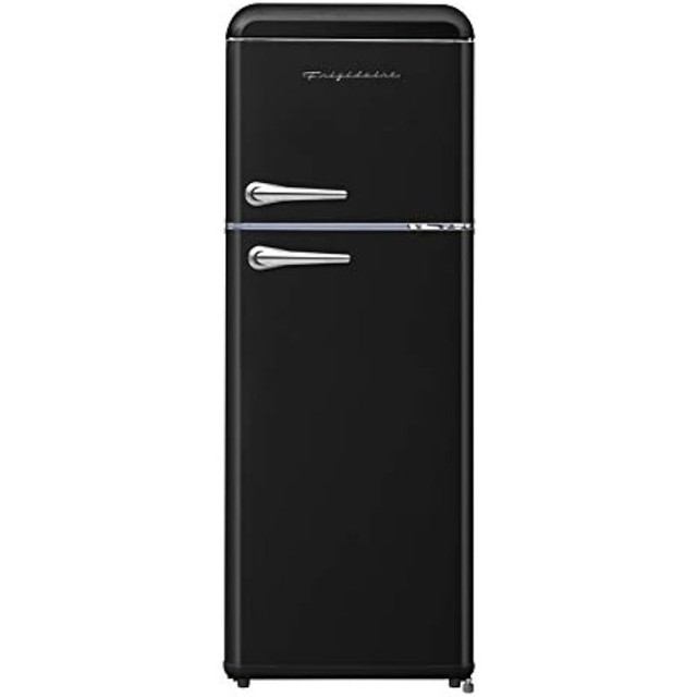 2 Door Apartment Size Retro Refrigerator with Top Freezer, Chrome